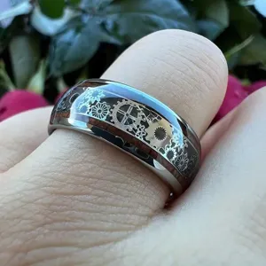 Edelstahl Zahnrad Ring für Herren, mode kreative mechanische Steampunk Band Schmuck.