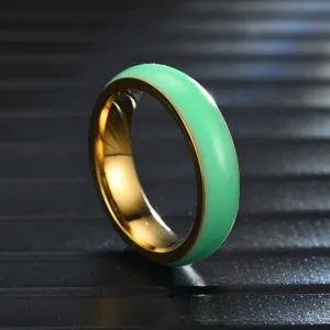 Edler Edelstahl Ring mit grünem Emaille, minimalistischer Titanstahl Fingerring für Paare.