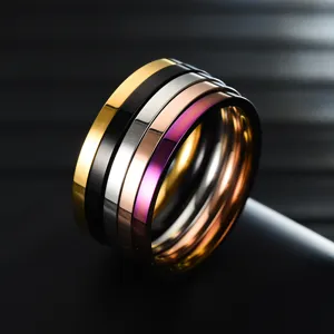 Stainless steel multi band ring set fashion couple jewelry stackable metal rings for men