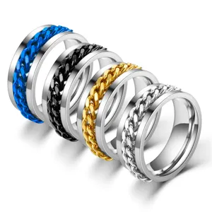 Drehbarer Edelstahl Kettenring Für Herren Flaschenöffner Funktion Industrieller Stil Punk Rock Party Fingerring Schmuck
