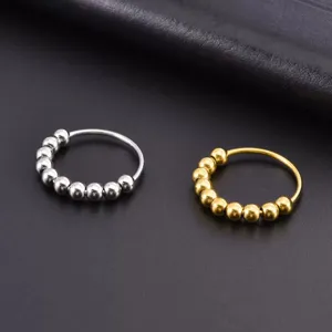 Edelstahl Spinner Ring Anti Angst Fidget Perlen Stressabbau Ring in Silber Gold Set