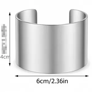 Minimalist silver open cuff bracelet metal wide bangle fashion jewelry 4cm width daily wear