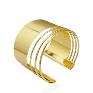 Gold Metal Wide Cuff Bracelet Open Geometric Bangle Multi Strand Fashion Jewelry for Women Main