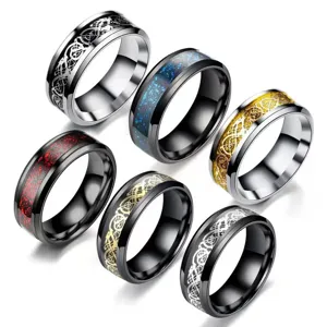 Stainless steel dragon ring set, fashion cool men's couple jewelry accessories stylish.