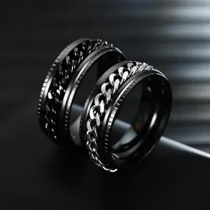 Edelstahl Kette Spinner Ring Detailansicht, Herren Mode Schmuck Accessoire Stile.