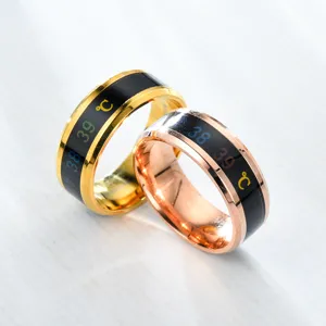 Smart temperature sensing titanium steel ring, stylish stainless steel jewelry for daily use.