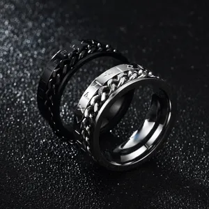 Anillo de acero inoxidable de runas vikingas nórdicas cadena joyería para hombre