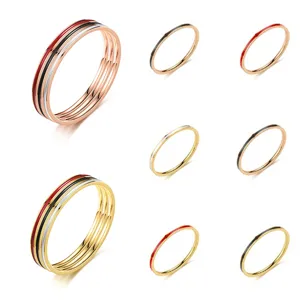Minimalistischer Edelstahl Bandring Dünner Emaillierter Öltropfen Streifenring Eleganter Gold Roségold Einfacher Fingerschmuck Für Damen Herren