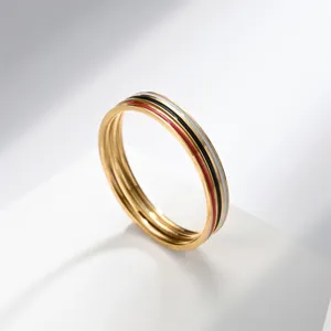 Minimalistischer 1mm dünner Titanstahl Emaille Ring für Damen, trendiger Modeschmuck.