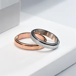 Edelstahl Spinner Ring 4mm Titanstahl Paar Ring mit mattierter Textur edler Schmuck