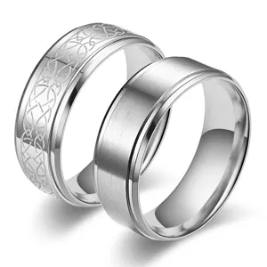 Anello da Uomo in Acciaio Inossidabile Anello di Coppia Nodo Celtico Design a Rete Gioiello di Moda Minimalista
