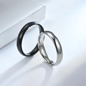 4mm smooth titanium steel couple ring minimalist design daily wear jewelry accessory detail shot