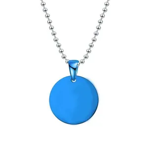 Stainless Steel Round Blank Pendant Military Dog Tag DIY Engraving Metal Pendant Necklace Fashion Jewelry