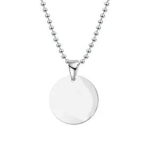 Blank stainless steel round coin pendant necklace with ball chain for daily wear