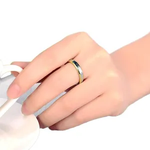 Fashion titanium steel couple ring with forever love engraving, stylish wedding jewelry for daily wear.