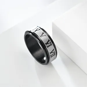 Edelstahl drehbarer römischer Ziffern Ring Anti-Angst Paare Spinner Ring Modeschmuck
