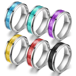 Edelstahl EKG Herz Paar Ring Leuchtend Ring Unisex Mode Schmuck Finger Ring