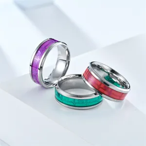 Edelstahl Herzschlag Ring Leuchtender EKG Paare Ring Modischer Schmuck Set Neuheit