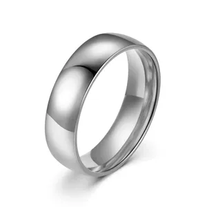Simple titanium steel domed ring, 6mm wide plain band for daily wear and versatile styling.