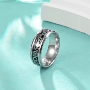 Bague anneau d'engrenage en acier inoxydable style punk détail, bijoux tendance argenté.