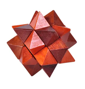 Wooden interlocking star puzzle brain teaser educational toy for adults and kids.