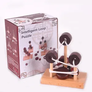 Wooden intelligence loop puzzle adult brain teaser unlock toy educational toy for logical thinking