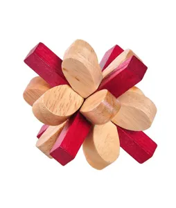 Wooden interlocking brain teaser puzzle toy for adults and kids, classic mind logic game.
