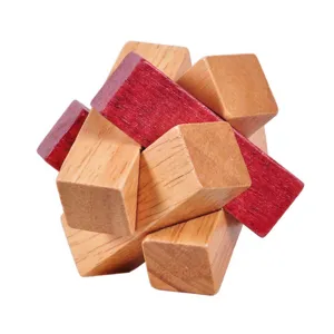 3D wooden interlocking puzzle brain teaser adult toy traditional burr puzzle game
