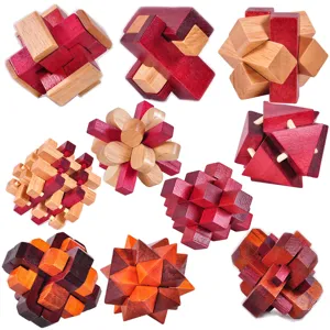 Wooden Kongming Lock Lu Ban Lock 3D Puzzle Brain Teaser Interlocking Toy Traditional Wooden Puzzle Game For Adults Kids