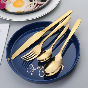 Ensemble de Vaisselle en Acier Inoxydable Couteau à Steak Fourchette Cuillère Cuillère à Thé Poli Miroir Cuisine
