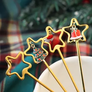 Edelstahl Weihnachten Rührlöffel mit niedlichen festlichen Anhängern für Kaffee und Dessert.