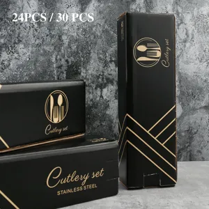 Σet μαχαιροπήρουνων από ανοξείδωτο ατσάλι, μαύρη συσκευασία δώρου για τραπέζι.