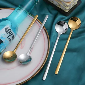 Edelstahllöffel Set kreative goldene und silberne Kaffee Dessert Löffel Besteck Geschirr