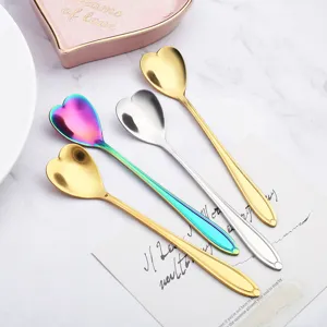 Edelstahl Kreative Herz Form Kaffeelöffel Dessert Rührlöffel Hochzeit Party Geschenk Geschirr