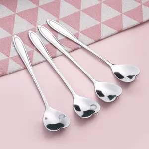 Set aus Edelstahl Herzform Kaffeelöffel, elegante Dessert Löffel für Hochzeit Geschenke.