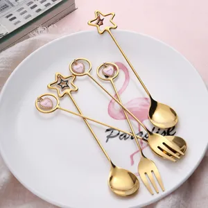 Set di cucchiaio e forchetta con ciondolo a stella, cucchiaino da caffè per matrimonio.