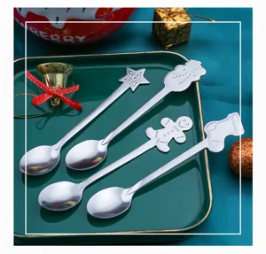 Set di cucchiai in acciaio inossidabile di Natale caffè dessert cucchiaio da cucina