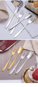 Edelstahl Dessertlöffel und Kuchengabeln Set, ideal für Eiscreme und Kaffeerühren.