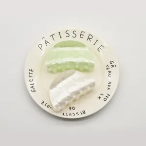 Set of two minimalist acrylic hair claw clips in pearl white and soft green marble finish