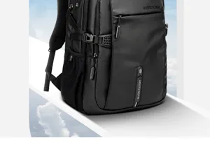 Black multi-functional business backpack for outdoor travel and laptop storage daily use.