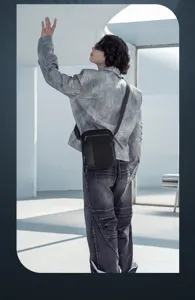 Men's water-resistant nylon crossbody bag detail, casual daily shoulder sling design.