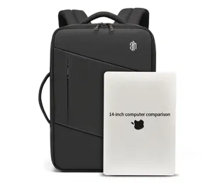 Expandable business backpack for men, durable travel laptop backpack with multiple compartments.