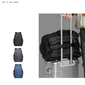Vue détaillée du sac à dos urbain pour ordinateur avec sangle et options de couleurs.