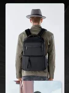 Professional men backpack for 15.6 inch laptop business commuting travel black casual.