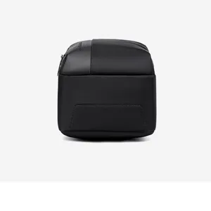 Black nylon waterproof casual sling bag detail view, multi-functional men's crossbody bag.