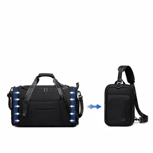 Versatile travel duffel bag convertible to chest bag waterproof large capacity design.