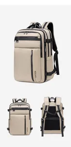 Large capacity business travel backpack expandable water-resistant nylon bag for men.