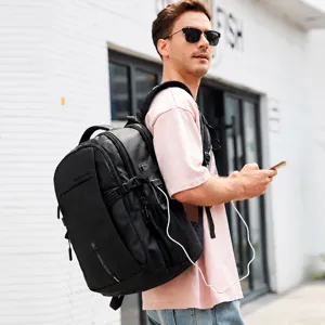 Multifunctional business laptop backpack for men, 15 inch travel daypack with USB port.