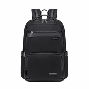 Men business waterproof backpack large capacity travel computer rucksack black front view