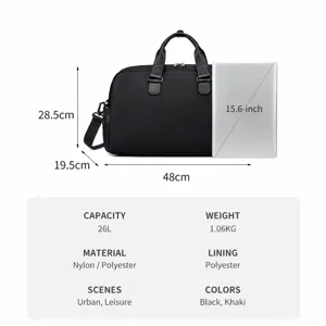 Men's Nylon Business Travel Bag Large Capacity Waterproof Commuter Handbag (26L)